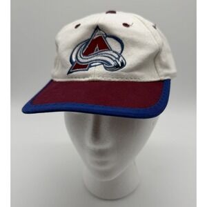VTG 90s Fresh Caps NHL Colorado Avalanche Cap White Maroon Logo Juniors Hat